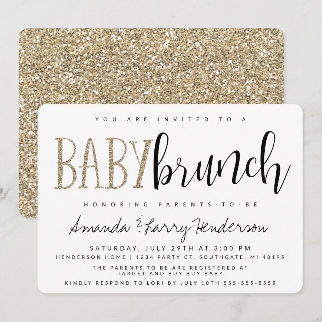 Invitación Baby Shower moderno de Baby Brunch (Anverso / Reverso)