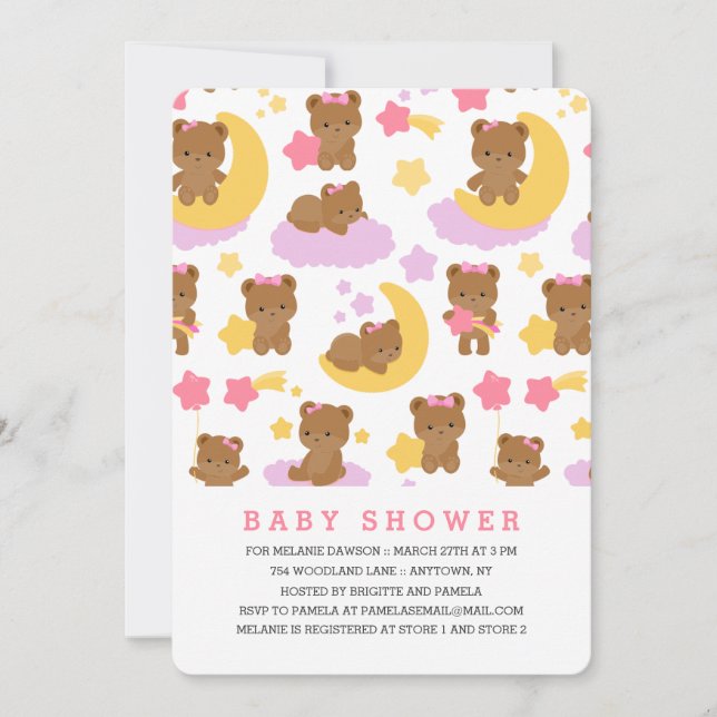 Invitación Baby Shower moderno de bebes (Anverso)