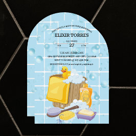 Invitación Baby Shower moderno de burbujas de caucho Ducky