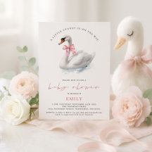 Baby Shower moderno de cerda rosa de cisne