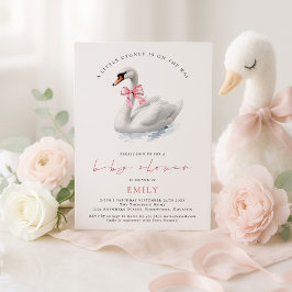 Invitación Baby Shower moderno de cerda rosa de cisne