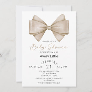 Invitación Baby Shower moderno de color beige