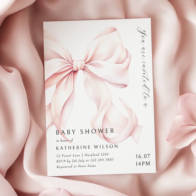 Invitación Baby Shower moderno de color rosa (Subido por el creador)