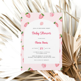 Invitación Baby Shower moderno de fresa de verano