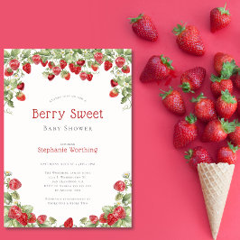 Invitación Baby Shower moderno de fresa dulce de Berry