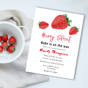 Invitación Baby Shower moderno de fresa roja dulce de fresa