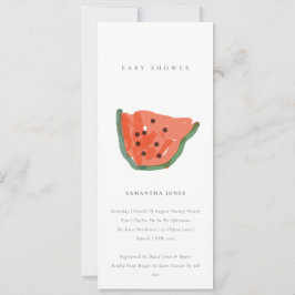 Invitación Baby Shower moderno de fruta de la sandía dibujada