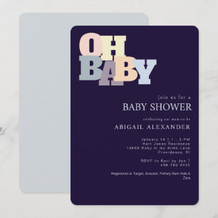 Invitación Baby Shower moderno de la marina infantil