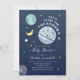 Invitación Baby Shower moderno de la tipografía del espacio u