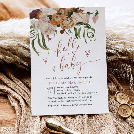 Invitación Baby Shower moderno de las flores del Boho Fall