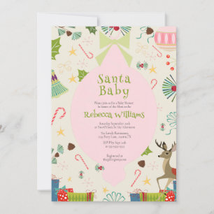 Invitación Baby Shower moderno de mediados de siglo Santa Beb