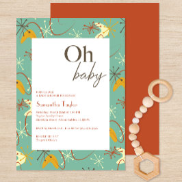 Invitación Baby Shower moderno de mediados del siglo "Oh Baby