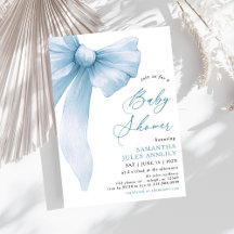 Baby Shower moderno de moda Blue Bow