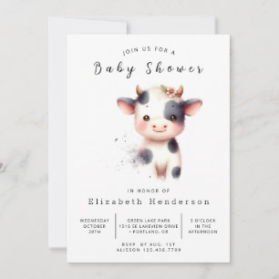 Invitación Baby Shower moderno de vaca divertido para animale