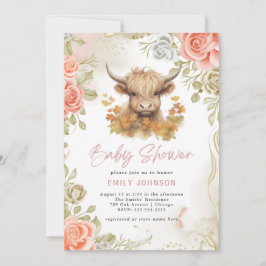 Invitación Baby Shower moderno de vaca Highland