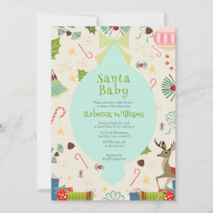 Invitación Baby Shower moderno del siglo XX de Santa Bebé Ató