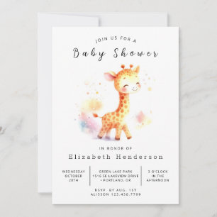 Invitación Baby Shower moderno editable de jirafa