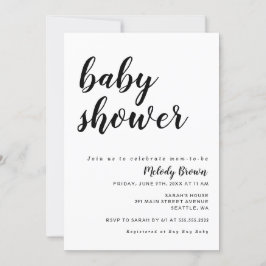 Invitación Baby Shower moderno en blanco y negro