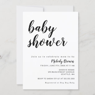 Invitación Baby Shower moderno en blanco y negro
