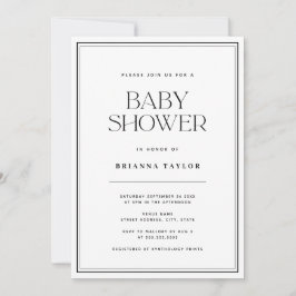 Invitación Baby Shower moderno en blanco y negro