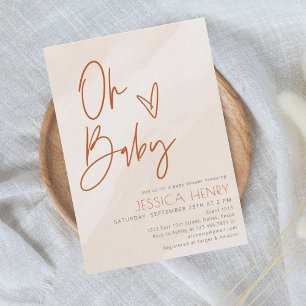 Invitación Baby Shower moderno estético beige