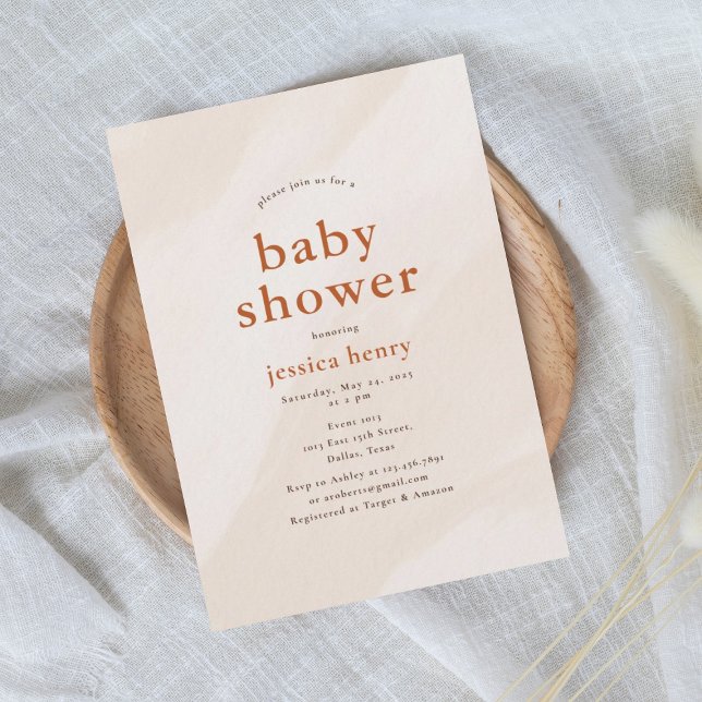 Invitación Baby Shower moderno estético beige (Subido por el creador)