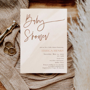 Invitación Baby Shower moderno estético beige