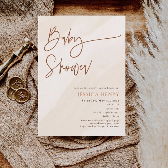 Invitación Baby Shower moderno estético beige (Subido por el creador)