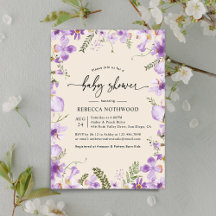 Baby Shower moderno Lilac Mauve Florals