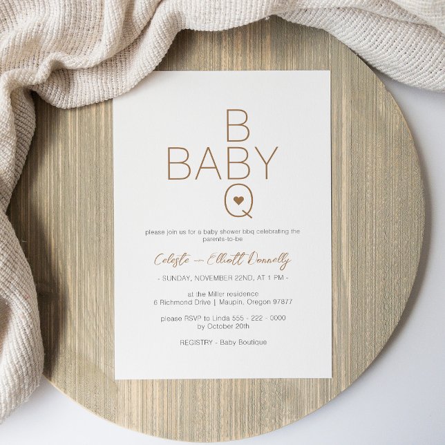Invitación Baby Shower moderno Minimalista blanco de barbacoa (Subido por el creador)