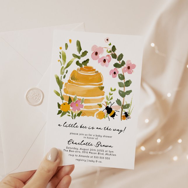 Invitación Baby Shower moderno para pequeñas abejas (Subido por el creador)