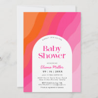 Baby Shower moderno rosa y Naranja caliente