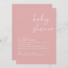 Invitación Baby Shower moderno simple rosa y elegante