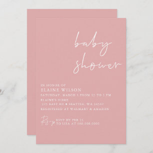 Invitación Baby Shower moderno simple rosa y elegante