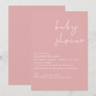 Invitación Baby Shower moderno simple rosa y elegante