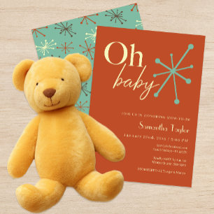 Invitación Baby Shower moderno Sputnik Mid Century