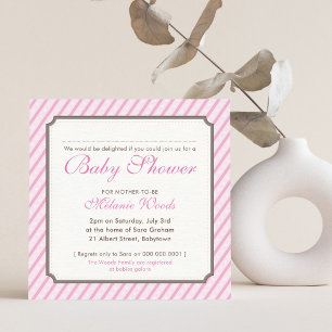 Invitación BABY SHOWER moderno vintage lindo caramelos rayas 
