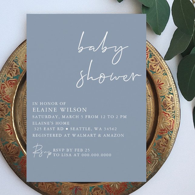 Invitación Baby Shower moderno y elegante de color azul (Subido por el creador)