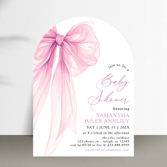 Invitación Baby Shower moderno y moderno de color rosa (Subido por el creador)