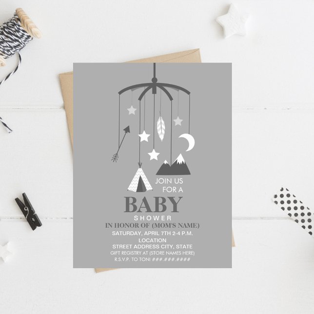 Invitación Baby Shower moderno y neutral para teléfonos móvil (Subido por el creador)