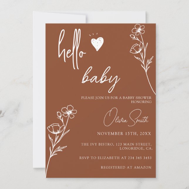 Invitación Baby Shower moderno y simple de género neutro (Anverso)