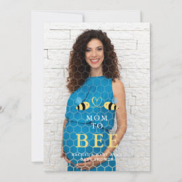 Invitación Baby Shower Mom to Bee Quote Bees Couple Photo