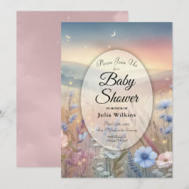 Invitación Baby Shower Moonlit Wildflower Whispers