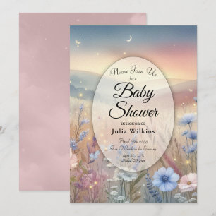 Invitación Baby Shower Moonlit Wildflower Whispers