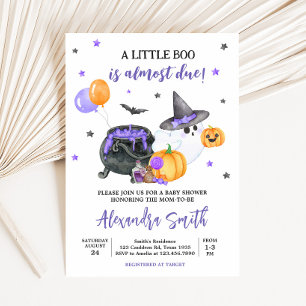 Invitación Baby Shower morado de fantasma