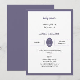 Invitación Baby Shower morado personalizado