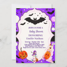 Baby Shower morado y hermoso de Halloween