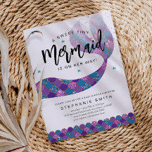 Baby Shower morado y Verde azulado de la sirena