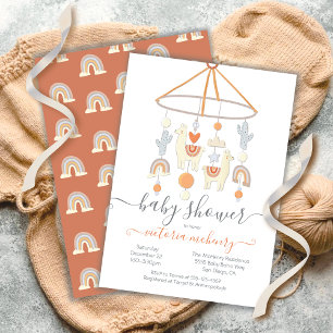 Invitación Baby Shower móvil de Boho Scandi