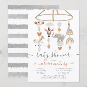 Invitación Baby Shower móvil de Circus Animals